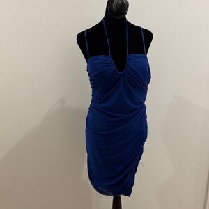 Elegant Blue Halter Dress